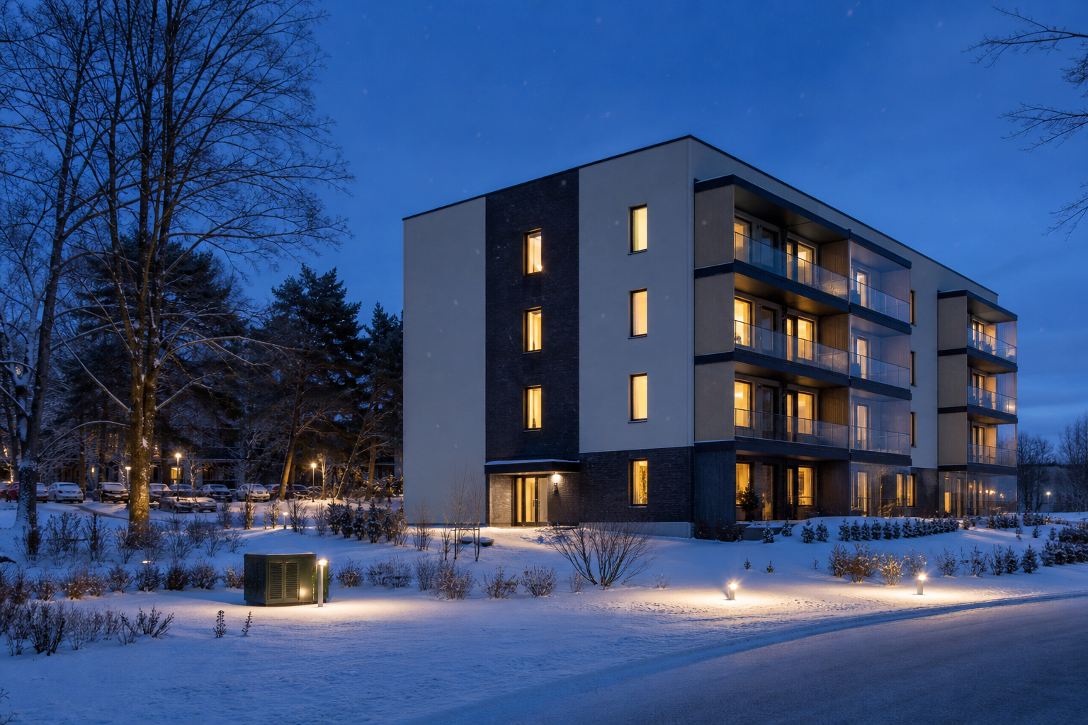 Energiasäästlik korterelamu talvel